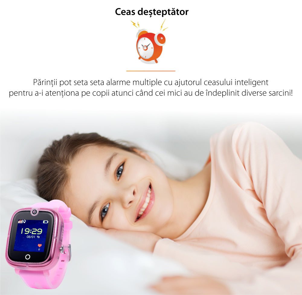 Ceas smartwatch copii GPS TechONE KT07, Roz Ceas smartwatch copii GPS TechONE KT07, Roz